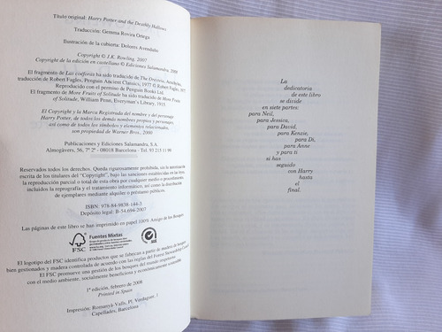 Imagen 4 de 6 de Harry Potter 7 Y Las Reliquias De La Muerte Rowling Salamand