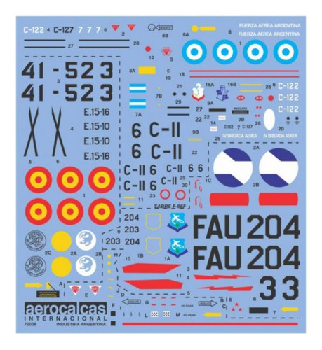 Calcos Argentinas Uruguayas España Para Avion Sabre T33 1/72