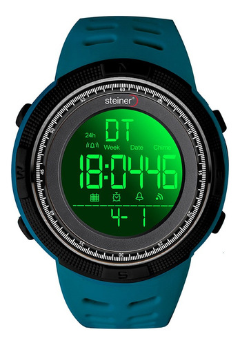 Reloj Digital Sport Para Caballero 43mm Steiner 3atm Con Luz