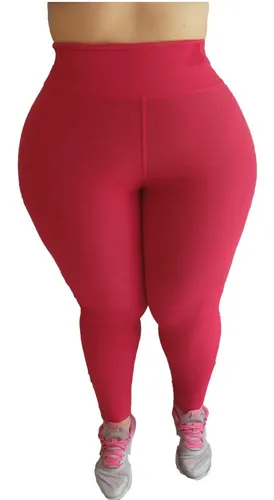 Leggings largos de talla grande para mujer, color rojo, Rojo 