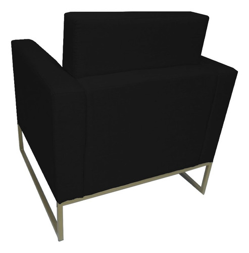 Poltrona Decor Leticia Slim Suede Preto Base Metálica