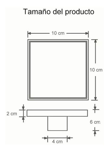 Coladera De Drenaje De Acero Inoxidable Floor drain bright black Invisible De 10x10cm