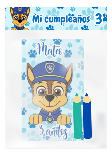 Recuerdos Cumpleaños Paw Patrol Mini Libritos Para Pintar
