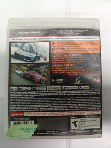 Need For Speed The Run Ps3 Original Fisico (Usado)