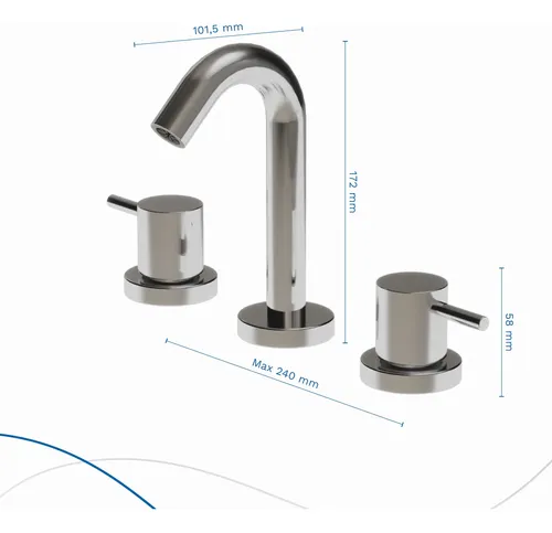 Griferia Lavatorio Baño Mesada Vasser Onix Doble Comando