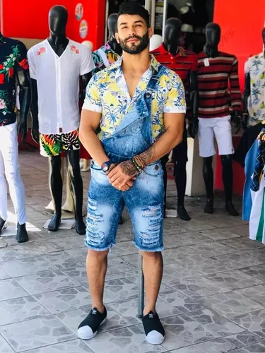 Jardineira curta masculina sales