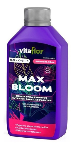 Terrafertil Fertilizante Vitaflor Max Bloom 250ml Grow