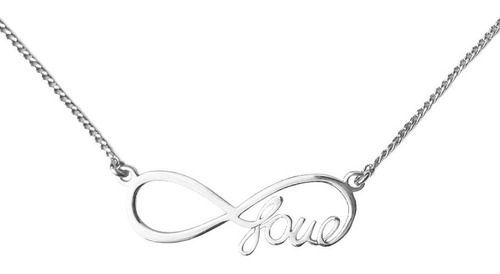 Collar De Mujer Dama Mama Infinito Frase Love De Plata .925