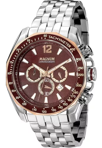 Relógio Magnum Masculino Chronograph Pulseira De Aço