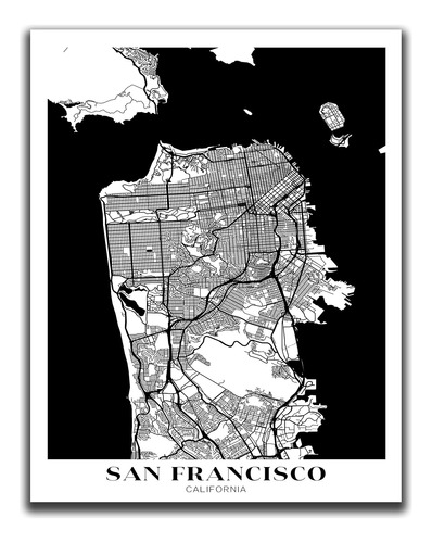 Arte De Pared Del Mapa De Ciudad De San Francisco  Impr...