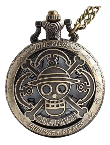 Collar Reloj Steampunk One Piece Bronce Antiguo En Caja Bronce