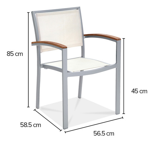 Silla Mediterranean Con Brazos Tela Sling Blanco Marca Durex