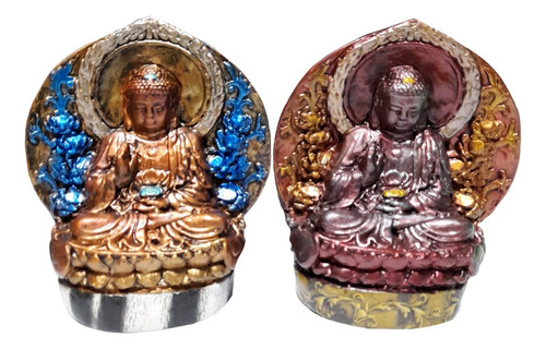 Buda Pared Pack Por 5 Unidades, Simil Piedra. Isisdala Art Dorado Oscuro
