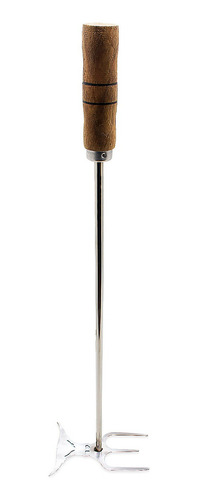 Espalhador De Brasa Inox 61cm Cabo De Madeira