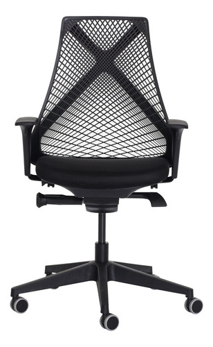 Imagem 2 de 5 de Cadeira Ergonômica Escritório Grid Diretor Preta Giratória