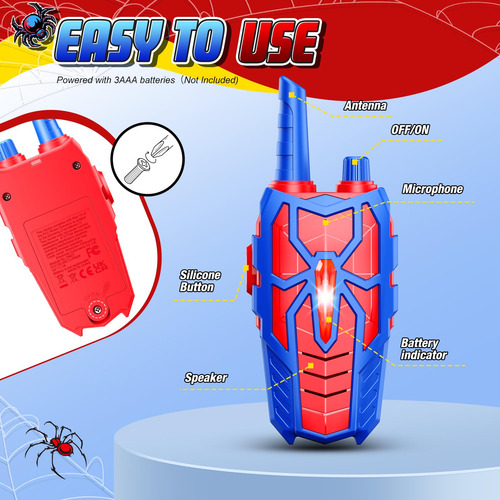 Walkie Talkies 2 Radios Spiderman Niños Regalo Navidad 2