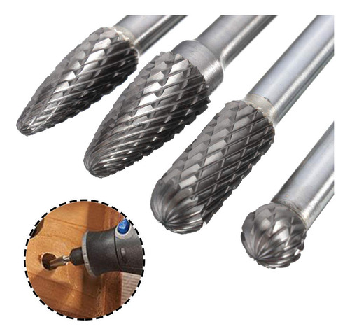 4 Brocas De Corte Rotativas De Carburo De Tungsteno Con Vást