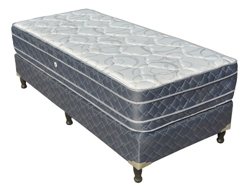 Conjunto Sommier Espuma Viggo Dual Euro 100x190 100kg 30 Cm Color Gris y Blanco