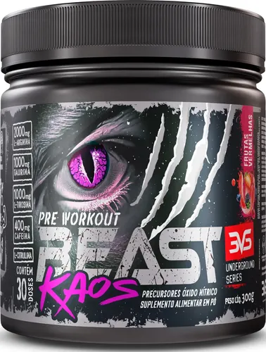3VS NUTRITIONPRÉ TREINO BEAST KAOS 300g - Sabor Frutas Vermelhas - E