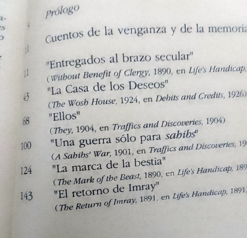 Cuentos De La Venganza Y De La Memoria Rudyard Kipling (Usado)