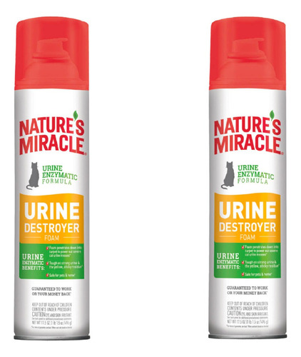 2 Nature´s Miracle Destructor De Orina Espuma Para Gato 496g