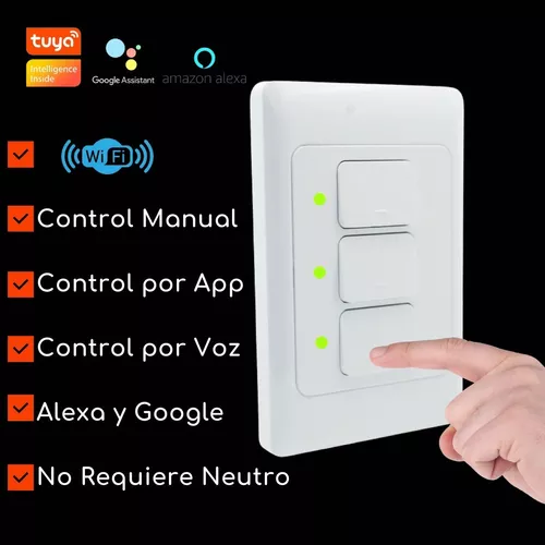 Ripley - INTERRUPTOR INTELIGENTE WIFI TRIPLE HÍBRIDO CON/SIN NEUTRO