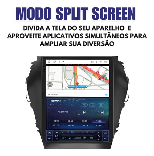 Central Multimídia Tesla Carplay Android P/ Santa Fe 2013/19