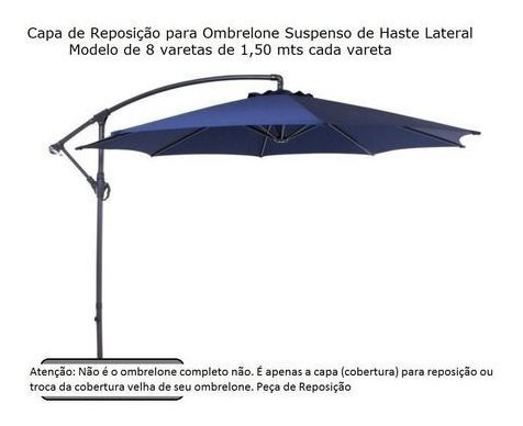 Capa De Reposição (cobertura) Para Ombrelone Suspenso Lateral De 3,0 Mts 8 Varetas De 1,47 Mts Cada Vareta  C/ Saquinhos