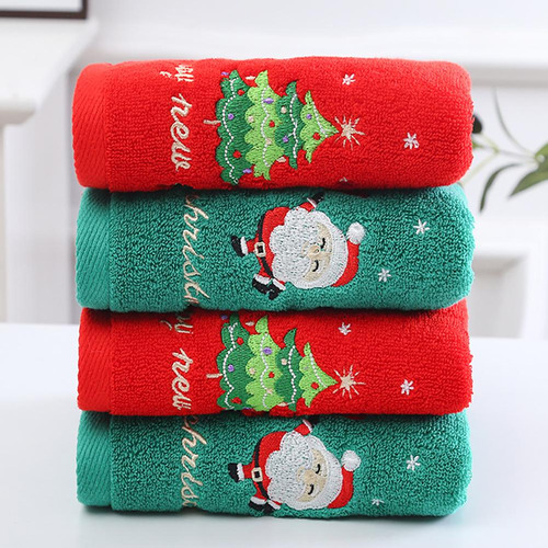 Toalla Facial Navideña, 2 Piezas, Papá Noel Rojo Navideño