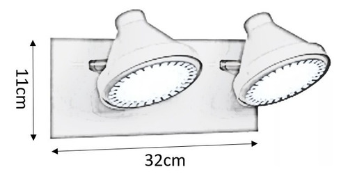 Imagen 2 de 9 de Aplique Spot Movil 2 Luces Blanco Negro Ar111 + Led Hot Sale
