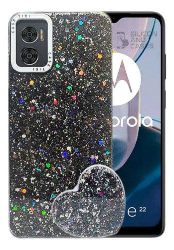 Carcasa Para Motorola E22i Glitter Incluye Pop Socket