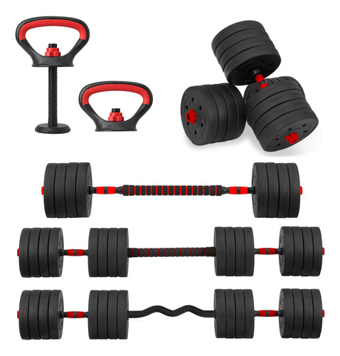 Mancuernas Ajustables 50kg Pesas Rusas Altera Set Gimnasio Color Rojo