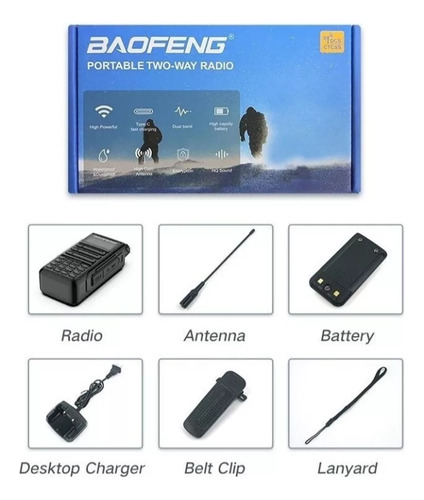 Kit 2 Rádio Baofeng Uv-16 Pro V2 Tri Band Vhf/uhf Cor Preto