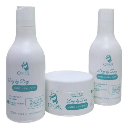 Kit Shampoo Mascara Condicionador 840ml Mirtilo Cavier