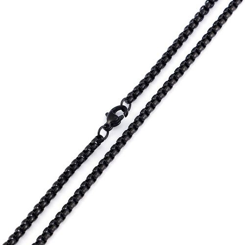 Cadena Collar Cilíndrico Acero Inoxidable Negro 60 Cm / 3mm