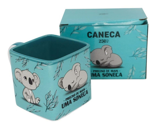 Caneca Quadrada De Cerâmica Coala 300ml