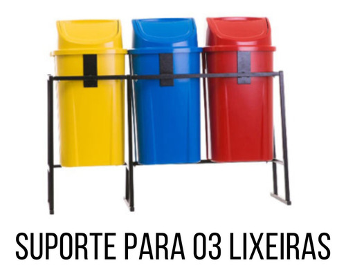 Suporte De Ferro Para 03 Lixeiras 60l Coleta Seletiva