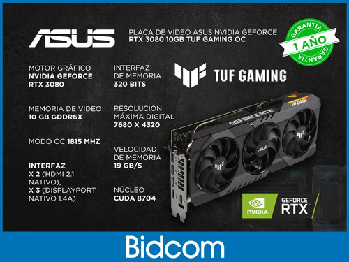 Placa De Video Asus Geforce Rtx 3080 10gb Oc Tuf Gaming