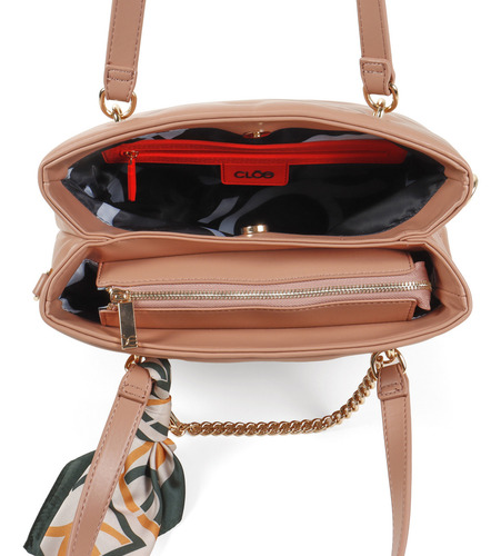 Bolsa Satchel Cloe Para Mujer Acolchada Y Mascada Multiusos Color Rosa