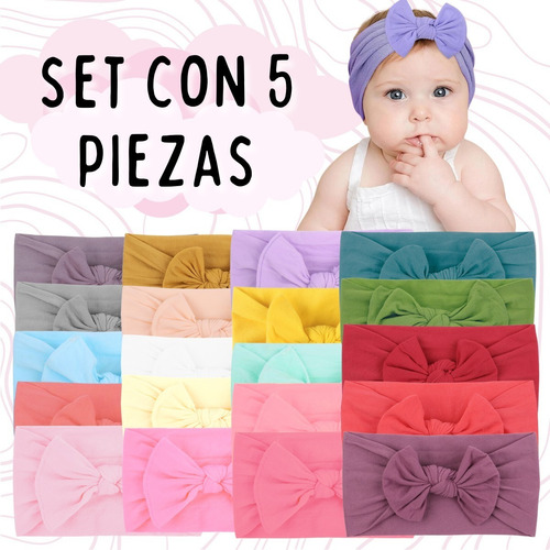 Diademas Niñas Bebes Turbante Moño Banda Elástica Moda F Color Color