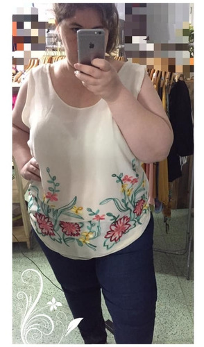 Musculosa Talle 8 Talles Grandes De Gasa Bordada