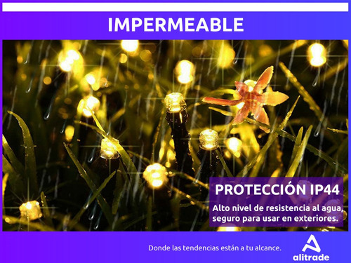 Imagen 6 de 10 de Luces Navidad Exterior Solares Guirnalda Led 100 Luces 12mts