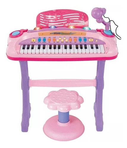 Piano De Juguete Con Microfono Para Niñas Niños Y Banco