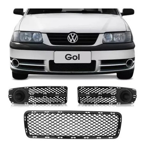 Kit Grillas Paragolpe  Lateral Central  Volkswagen Gol 04/05