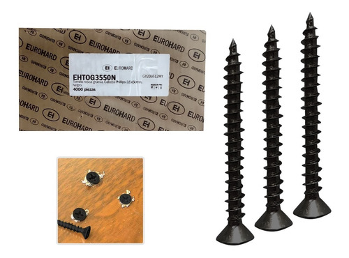 Tornillo Autoperforante 3,5 X 50 X 4000 Unid Eurohard Negro