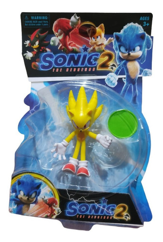 Muñeco Super Sonic + Tazo Personajes Sonic The Hedgehog X1