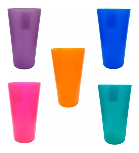 Vaso Plástico Colores Rígido Ideal Fiesta Trago Largo 580ml