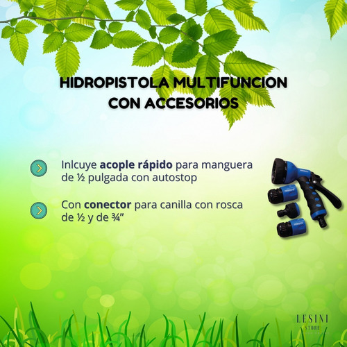 Imagen 4 de 10 de Kit De Hidropistola Multifuncion 7 Posiciones Con Accesorios