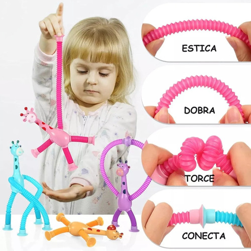Kit 4 Jirafas Pop It Juguetes Fidget De Tubo Elástico