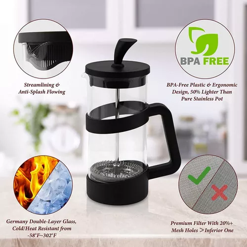  RAINBEAN Mini cafetera de prensa francesa, 1 taza